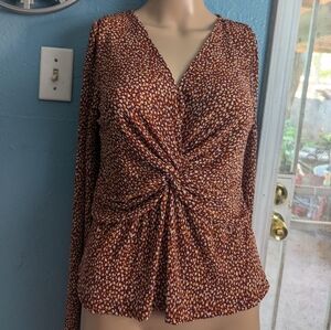 MNG Women's Brown Patterned Top